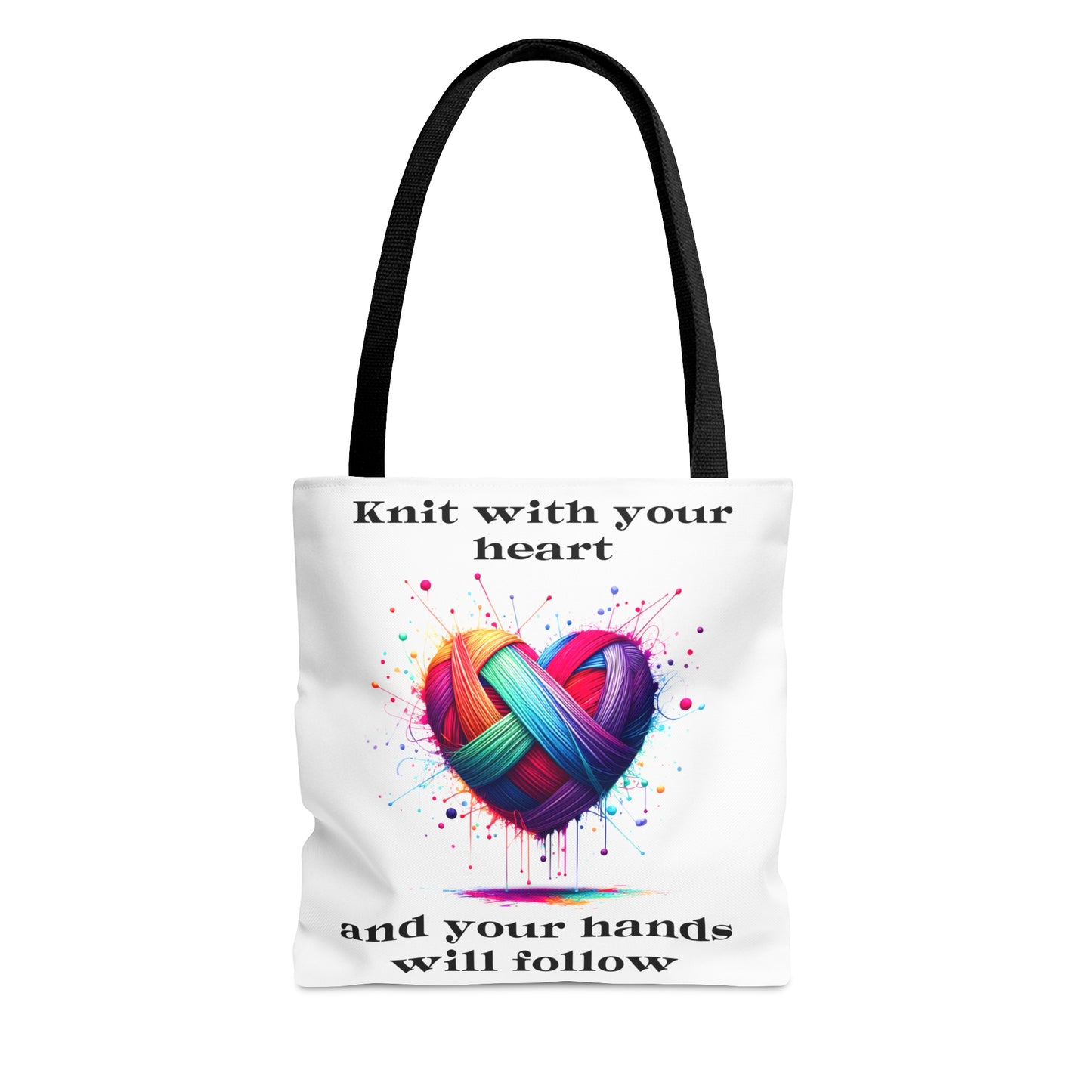 Knitters Project Bag, Gift for Yarn Lover, Yarn Tote Bag, Knit With Your Heart and Your Hands Will Follow, Small Medium Large Tote Bag Gift