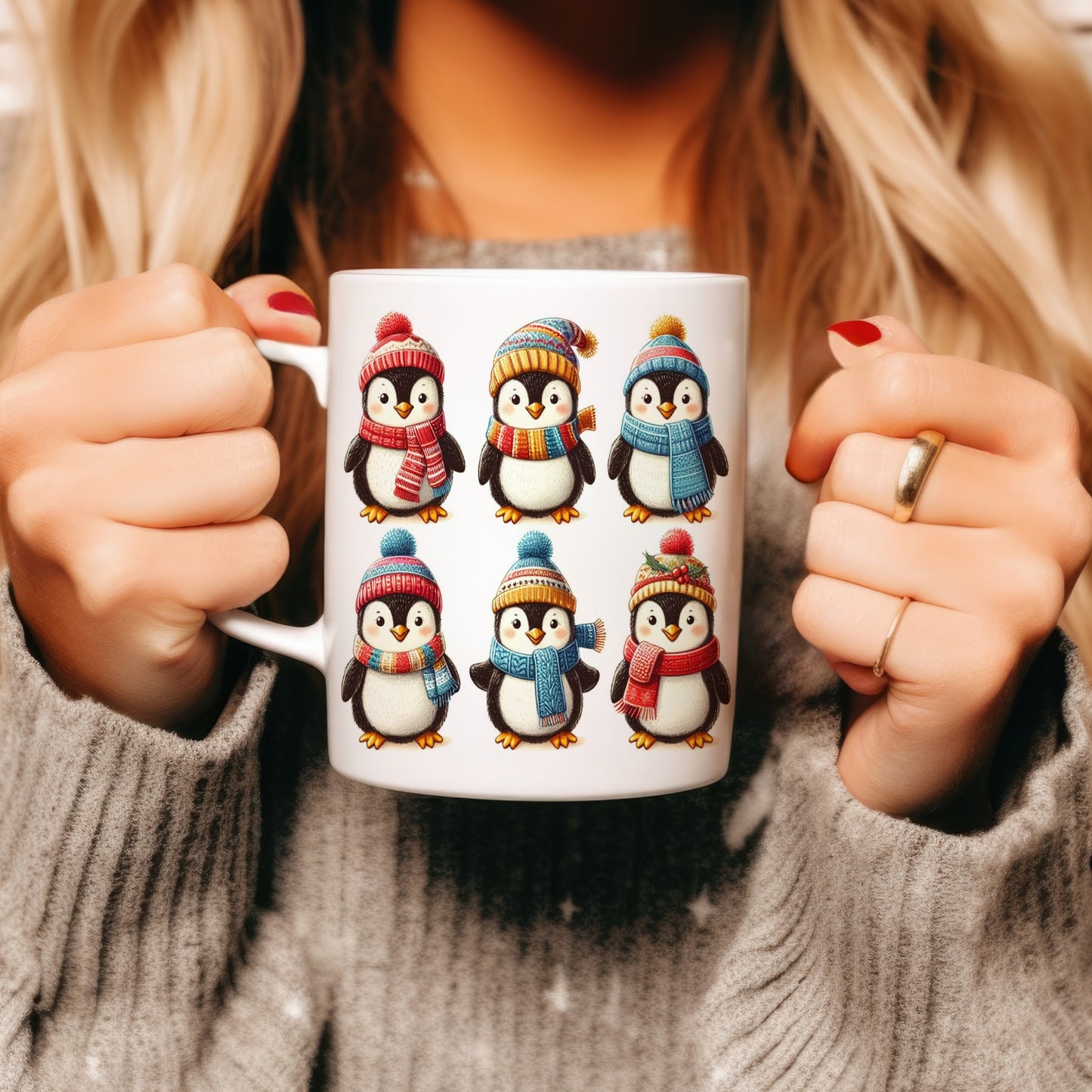 Winter Penguin Mugs, Christmas Penguin Mugs, Mugs Christmas Designs, Inexpensive Holiday Gifts, Secret Santa Gift, Hot Chocolate Mug