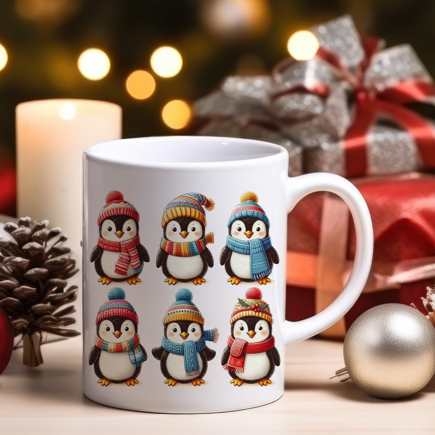 Winter Penguin Mugs, Christmas Penguin Mugs, Mugs Christmas Designs, Inexpensive Holiday Gifts, Secret Santa Gift, Hot Chocolate Mug