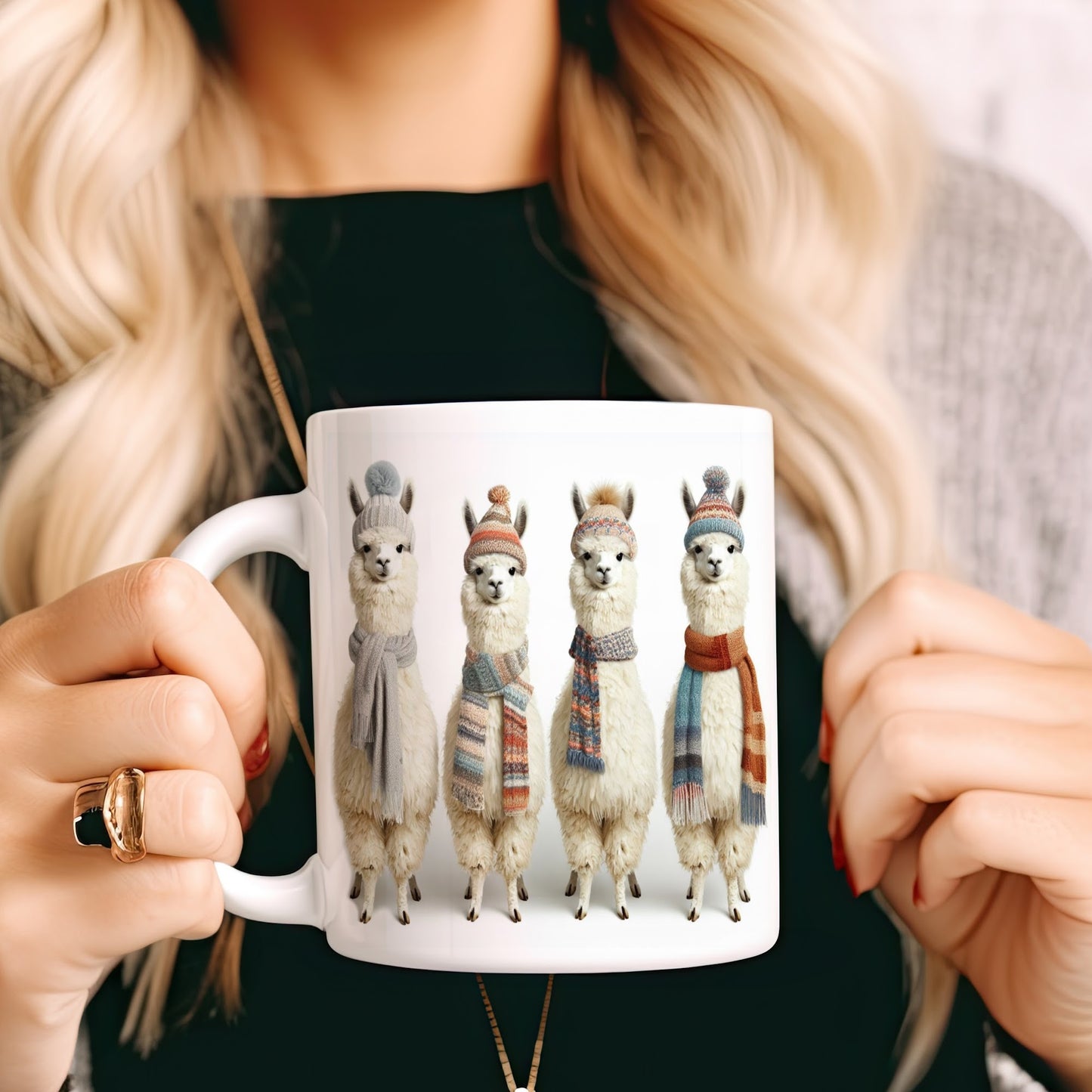 Llama Mugs, Christmas Llama Mugs, Tea Mug, 11oz Coffee Mug, Hot Chocolate Mug, White Elephant Gift Coworker, Family, Mugs Christmas Designs