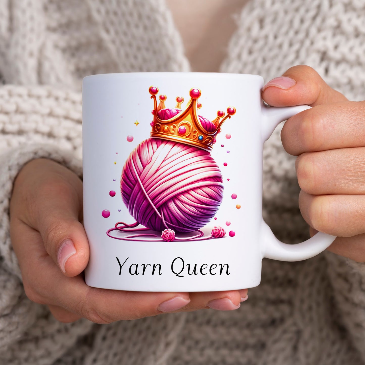 Yarn Queen Mug, Yarn Mug, Grams Coffee Mug, Best Holiday Gifts, Mug for Knitter, Crochet Mug, Tea Mug, In laws Christmas Gift, Aunt Gift