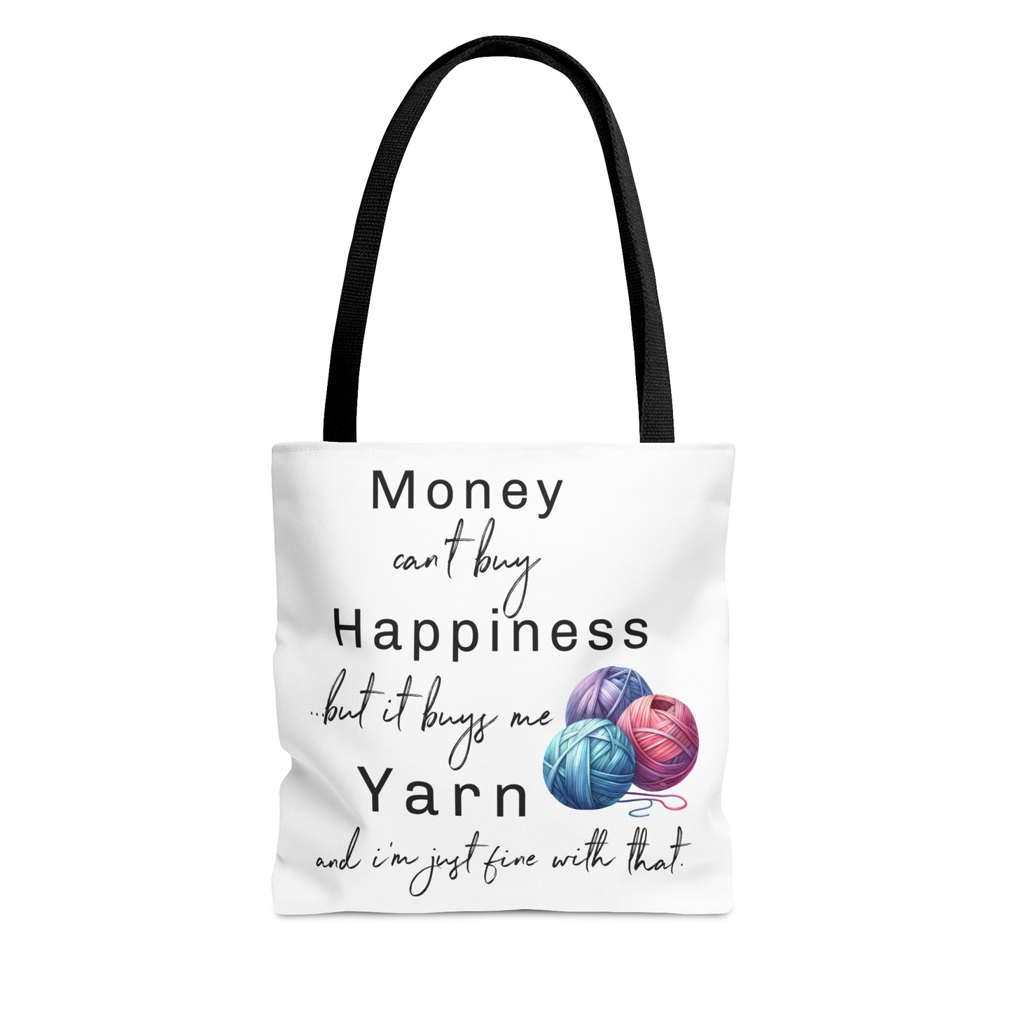 Bag for Yarn, Tote Bag for Knitter, Bag for Crochet Project, Gift for Yarn Lover, Project Bag, Money Can't Buy Happiness Bag, Funny Yarn Bag