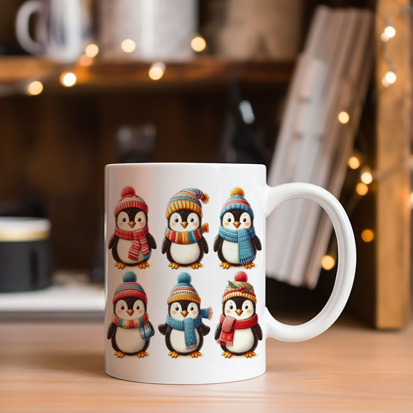 Winter Penguin Mugs, Christmas Penguin Mugs, Mugs Christmas Designs, Inexpensive Holiday Gifts, Secret Santa Gift, Hot Chocolate Mug