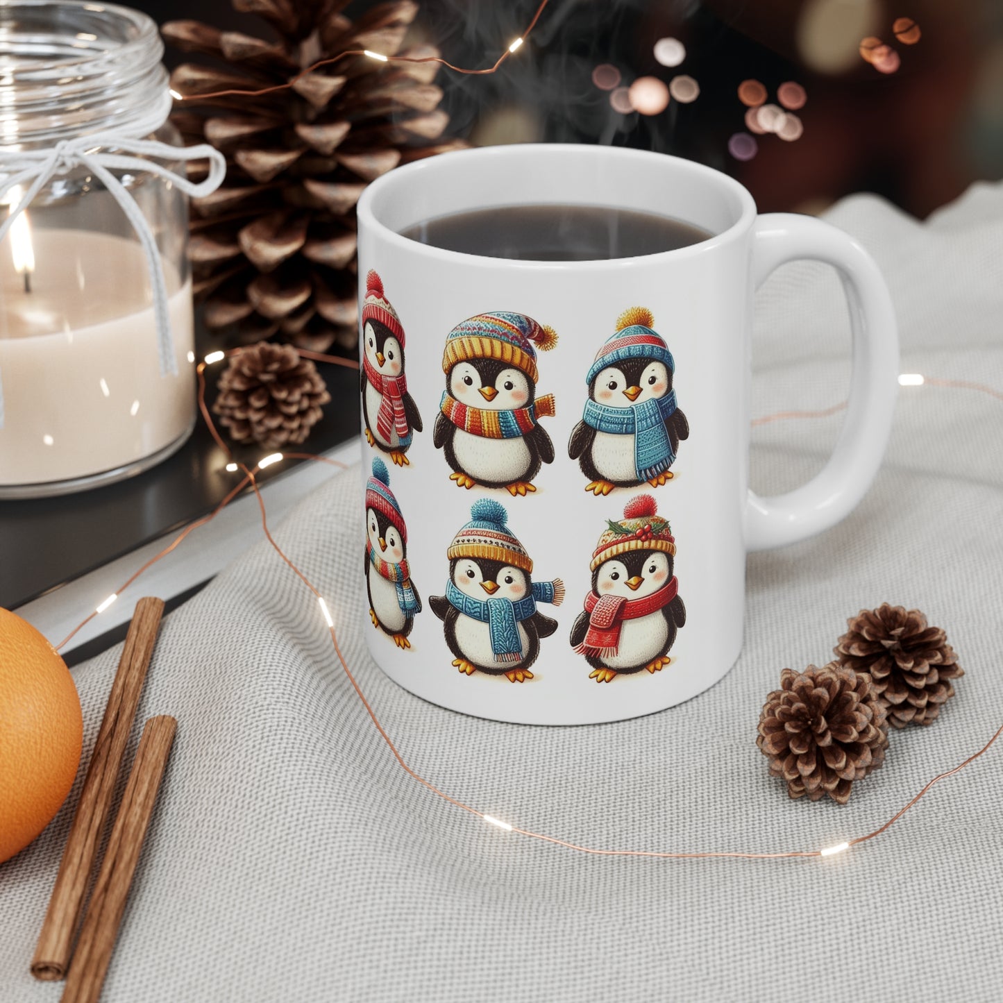 Winter Penguin Mugs, Christmas Penguin Mugs, Mugs Christmas Designs, Inexpensive Holiday Gifts, Secret Santa Gift, Hot Chocolate Mug