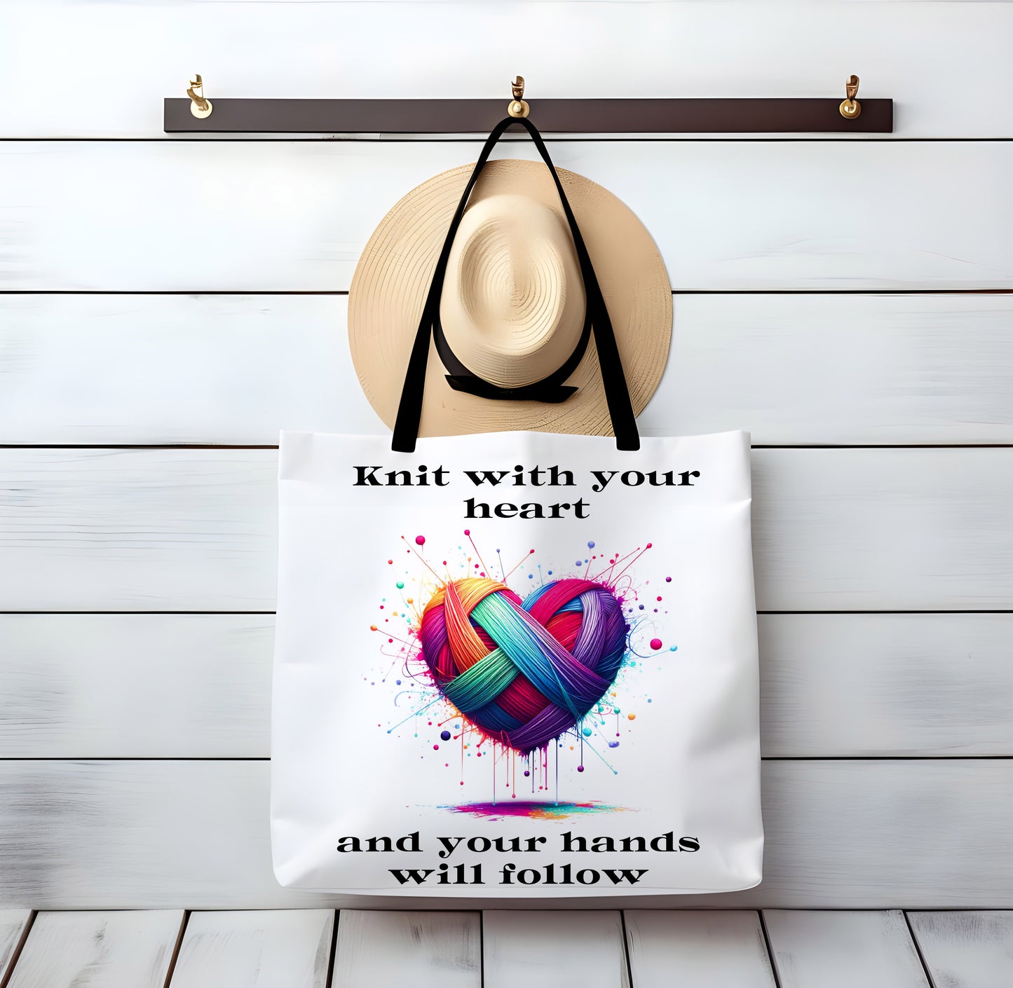 Knitters Project Bag, Gift for Yarn Lover, Yarn Tote Bag, Knit With Your Heart and Your Hands Will Follow, Small Medium Large Tote Bag Gift