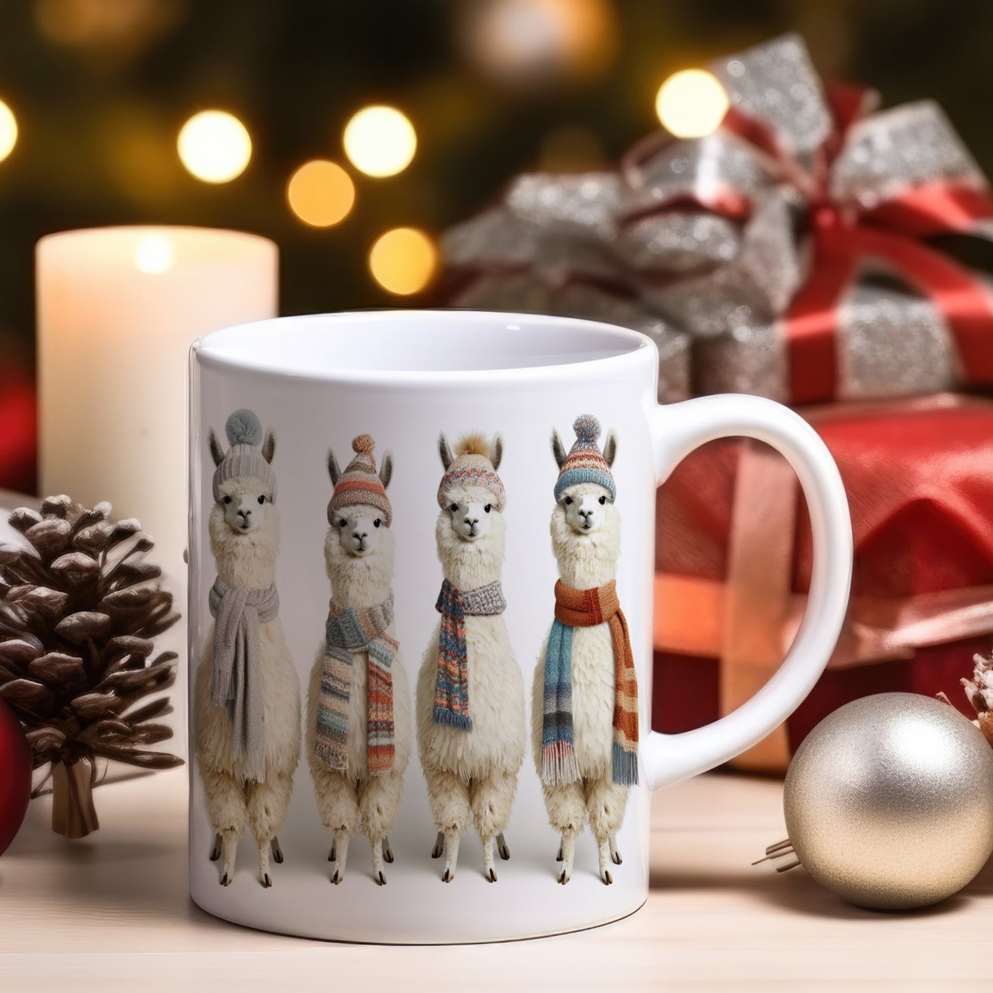 Llama Mugs, Christmas Llama Mugs, Tea Mug, 11oz Coffee Mug, Hot Chocolate Mug, White Elephant Gift Coworker, Family, Mugs Christmas Designs