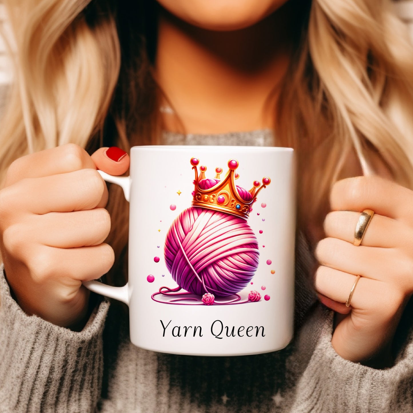Yarn Queen Mug, Yarn Mug, Grams Coffee Mug, Best Holiday Gifts, Mug for Knitter, Crochet Mug, Tea Mug, In laws Christmas Gift, Aunt Gift